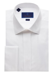 David Donahue Diamond Pattern French Cuff Covered Placket Formal Shirt