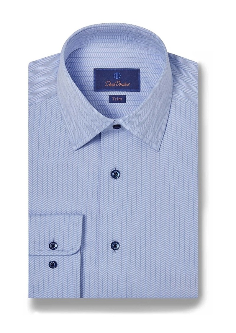 David Donahue Dobby Trim Fit Dress Shirt