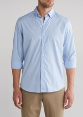 David Donahue Gingham Check Casual Cotton Button-Up Shirt in White/Blue at Nordstrom Rack