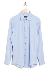 David Donahue Grid Cotton Button-Up Shirt in Blue at Nordstrom Rack