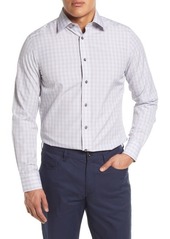 David Donahue Luxury Non-Iron Trim Fit Plaid Dress Shirt in Gray at Nordstrom