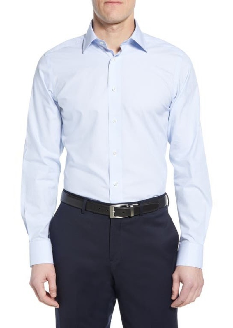 David Donahue Luxury Non-Iron Trim Fit Stripe Dress Shirt