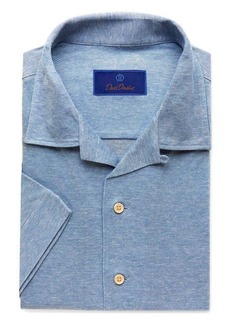 David Donahue Men's Classic Fit Solid Short Sleeve Button-Up Shirt