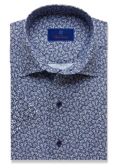David Donahue Men's Micro Floral Print Short Sleeve Shirt