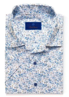 David Donahue Men's Sea Life Print Short Sleeve Button-Up Camp Shirt