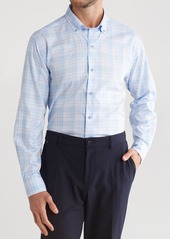 David Donahue Plaid Cotton Dobby Button-Up Shirt in Blue/Lilac at Nordstrom Rack