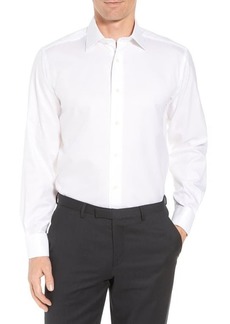 David Donahue Regular Fit Solid French Cuff Tuxedo Shirt in White /White at Nordstrom