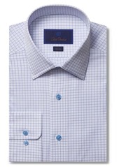 David Donahue Slim Fit Grid Check Cotton Dress Shirt