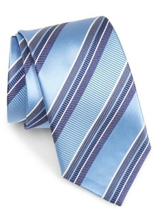 David Donahue Stripe Silk & Cotton Tie