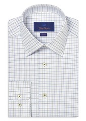 David Donahue Trim Fit Royal Oxford Check Dress Shirt