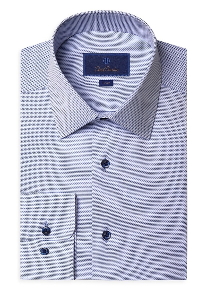 David Donahue Trim Fit Micro Dobby Dress Shirt