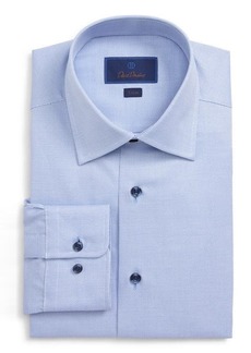 David Donahue Trim Fit Solid Dress Shirt in Blue at Nordstrom