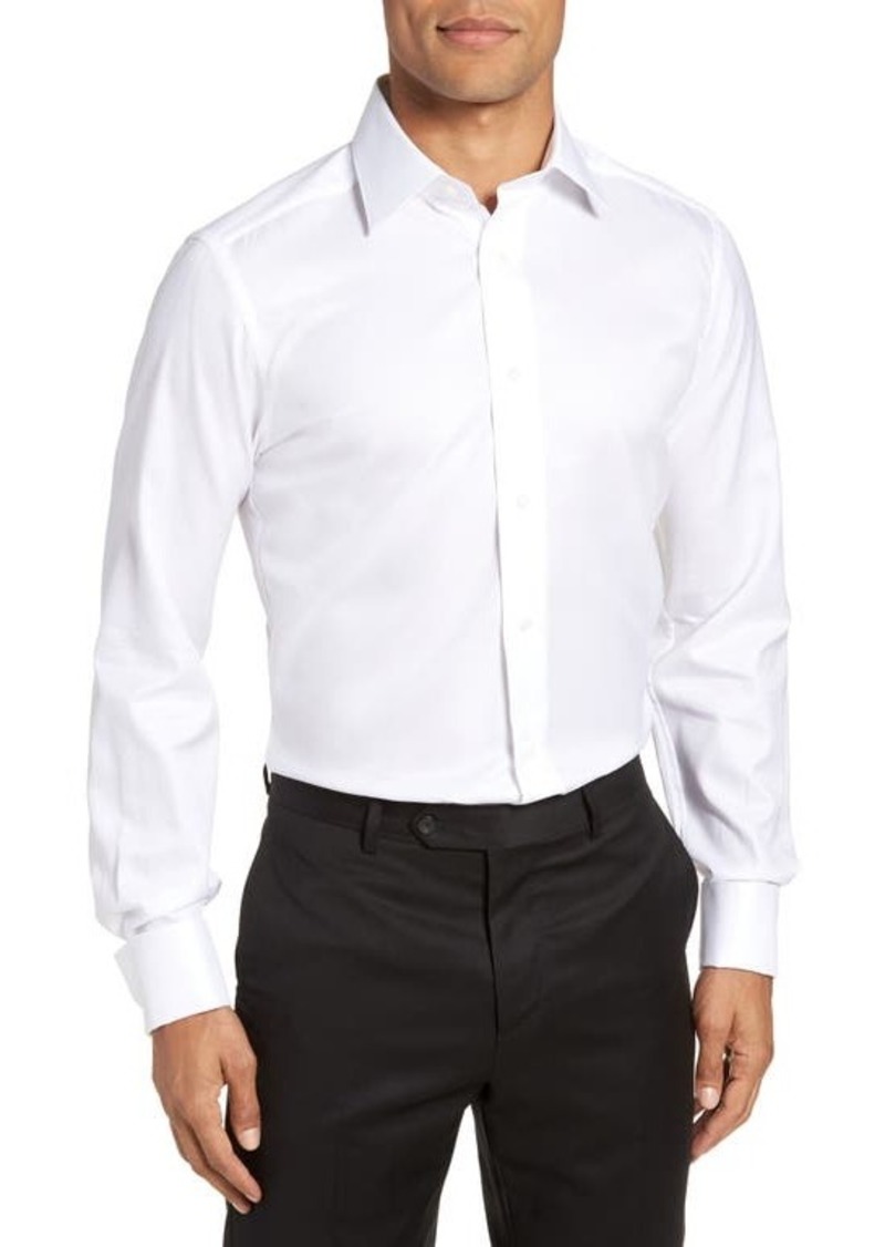 David Donahue Trim Fit Solid French Cuff Tuxedo Shirt