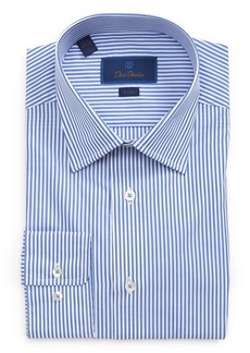 David Donahue Trim Fit Stripe Dress Shirt in Blue/White at Nordstrom