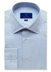David Donahue Trim Fit Stripe Dress Shirt in White/Blue at Nordstrom