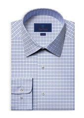 David Donahue Trim Fit Twill Check Dress Shirt