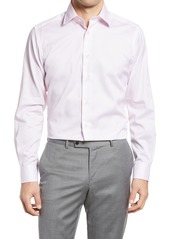 David Donahue Trim Fit Neat Floral Print Dress Shirt in Pink at Nordstrom