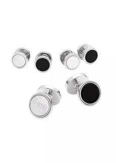 David Donahue Sterling Silver, Onyx & Mother-Of Pearl 3-Pair Cufflink Set
