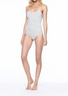 David Lerner Heavy Rib Knit Tank Bodysuit In Light Heather Grey