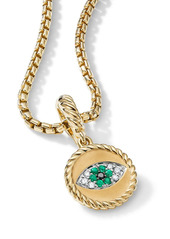 David Yurman 18kt yellow gold Evil Eye emerald and diamond amulet