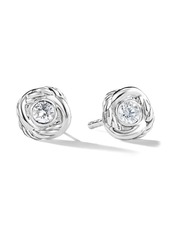 David Yurman 18kt white gold Crossover Infinity diamond stud earrings