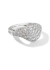 David Yurman 18kt white gold mini Chevron Pavé diamond pinky ring