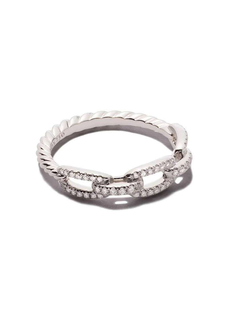 David Yurman 18kt white gold Stax Chain Link diamond ring