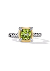 David Yurman 18kt yellow gold and sterling silver Châtelaine diamond and peridot ring