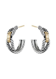 David Yurman 18kt yellow gold and sterling silver Cable Loop hoop earrings