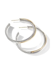 David Yurman 18kt yellow gold and sterling silver Crossover hoop earrings