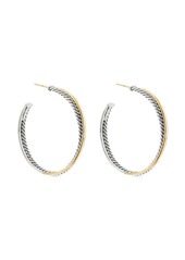 David Yurman 18kt yellow gold and sterling silver Crossover hoop earrings