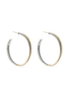 David Yurman 18kt yellow gold and sterling silver Crossover hoop earrings