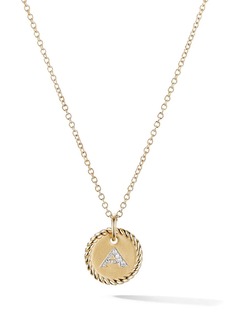 David Yurman 18kt yellow gold A Initial Charm diamond necklace