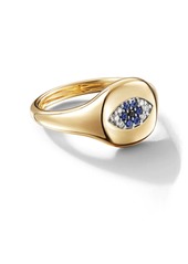 David Yurman 18kt yellow gold Cable Collectibles Evil Eye sapphire and diamond mini pinky ring