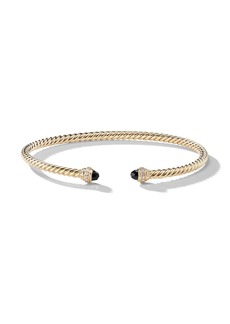 David Yurman 18kt yellow gold Cablespira onyx and diamond bracelet