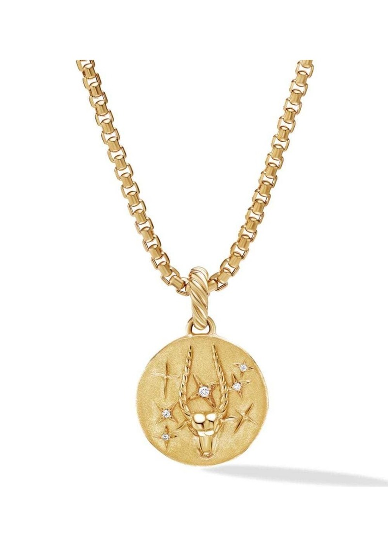 David Yurman 18kt yellow gold Capricorn diamond amulet