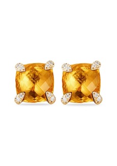 David Yurman 18kt yellow gold Chatelaine diamond citrine stud earrings