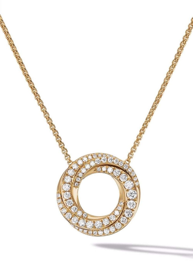 David Yurman 18kt yellow gold Crossover diamond pendant necklace