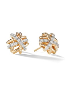David Yurman 18kt yellow gold Crossover diamond stud earrings