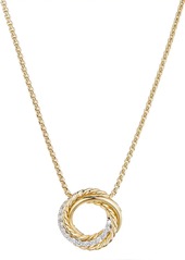 David Yurman 18kt yellow gold Crossover mini diamond pendant necklace