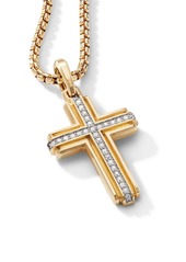 David Yurman 18kt yellow gold Deco diamond cross pendant