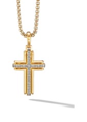 David Yurman 18kt yellow gold Deco diamond cross pendant