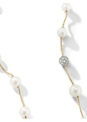David Yurman 18kt yellow gold diamond and pearl necklace