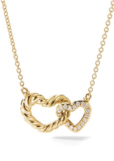David Yurman 18kt yellow gold Cable Collectibles Interlocking Heart diamond necklace