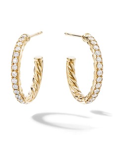 David Yurman 18kt yellow gold pavé diamond hoop earrings