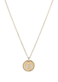 David Yurman 18kt yellow gold D Initial Charm diamond necklace