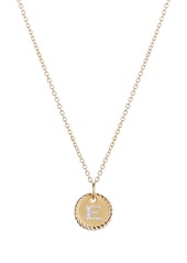David Yurman 18kt yellow gold E Initial Charm diamond necklace