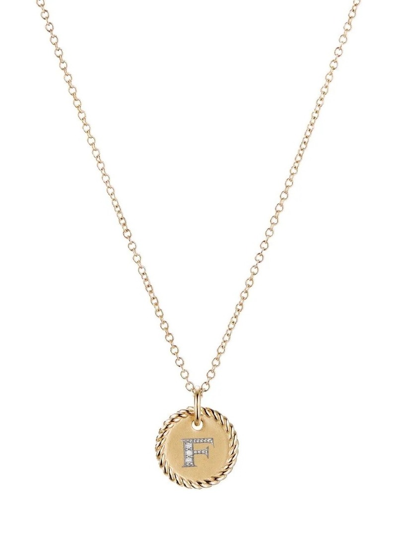 David Yurman 18kt yellow gold F Initial Charm diamond necklace