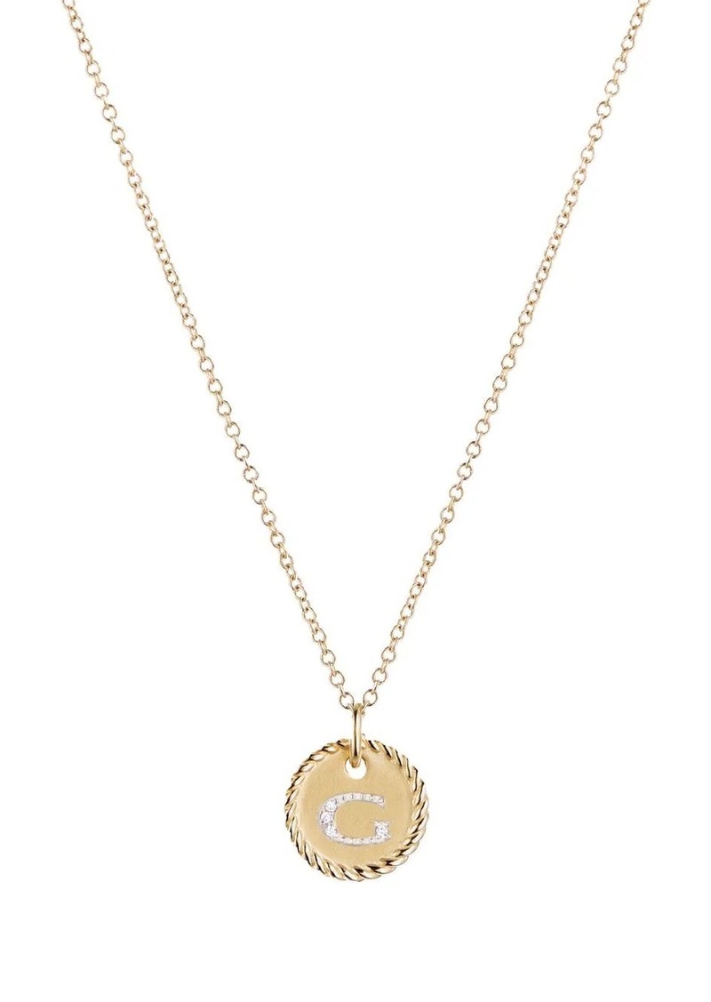 David Yurman 18kt yellow gold Initial G diamond charm necklace