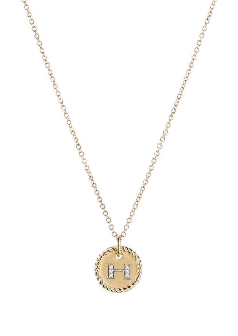 David Yurman 18kt yellow gold H Initial Charm diamond necklace